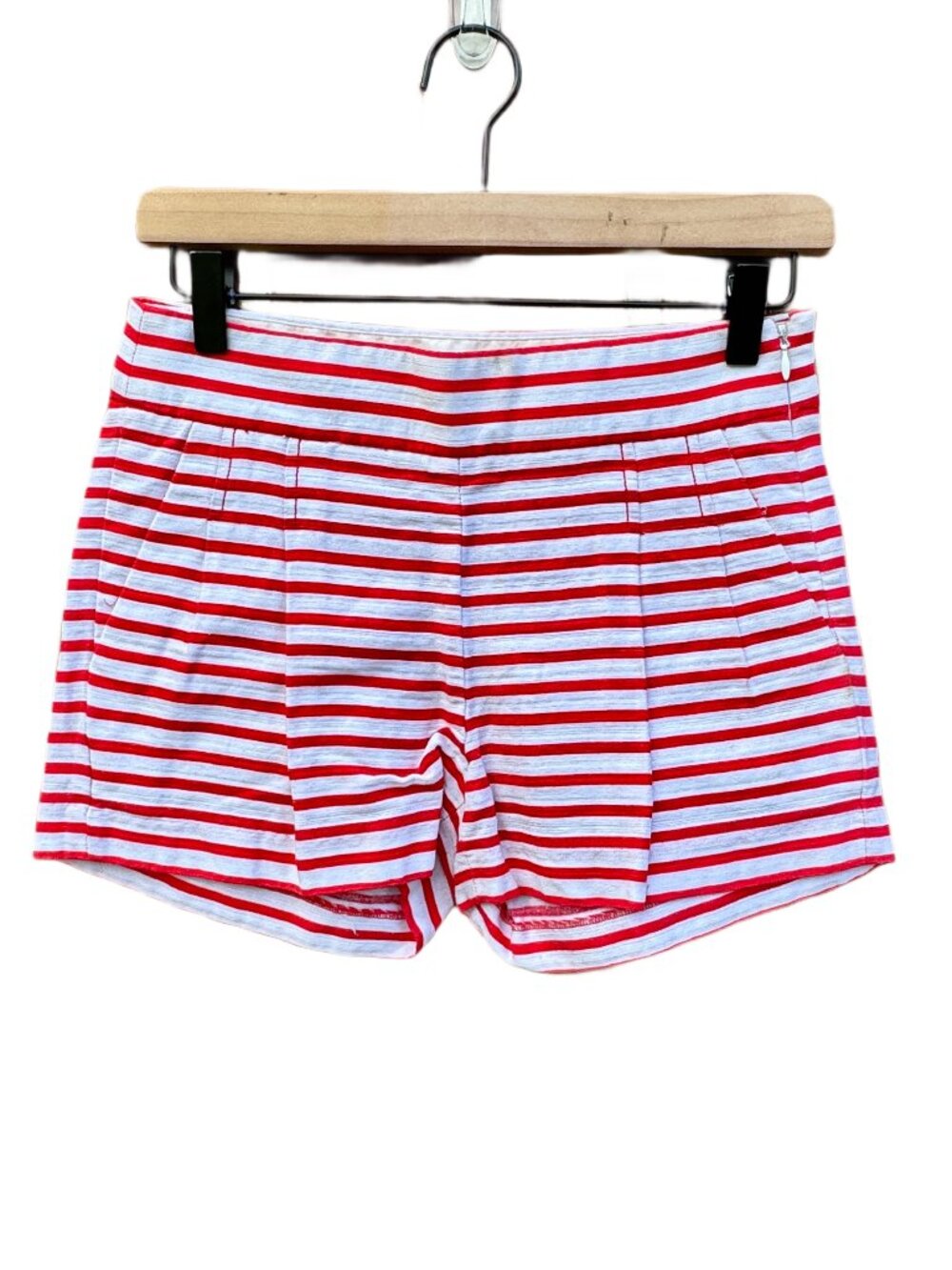 J.Crew Shorts Sz 00 Red White Stripe Pockets Linen Blend Nautical Prep